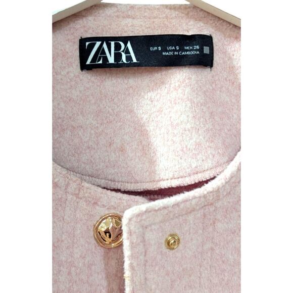 Zara Stockholm Spring Jacket Women's S Soft Pink & Gold Buttons - Picture 7 of 8